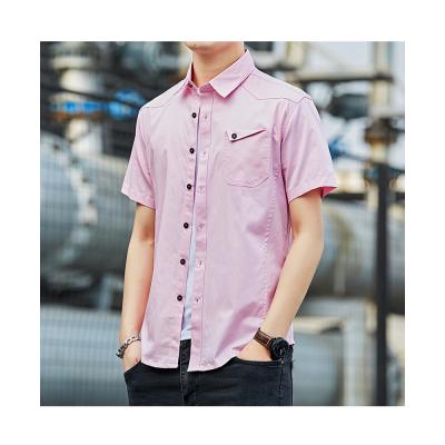 China Anti-pilling Fashion Men's Fashion Lapel Cotton Shirts Summer Shorts Sleeve Casual Jumpsuits Loose for sale