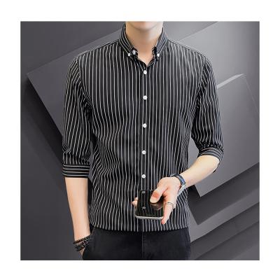 China Tops of the clothing of the anti-pilling large upper men's shirt use the stripe spring of the shirt of the long sleeve men and thin summer business for sale