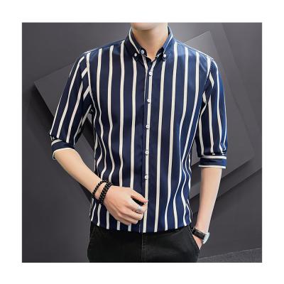 China Men's large slim top shirt anti-pilling clothing tops wear long sleeve men's shirt stripe spring and summer business for sale