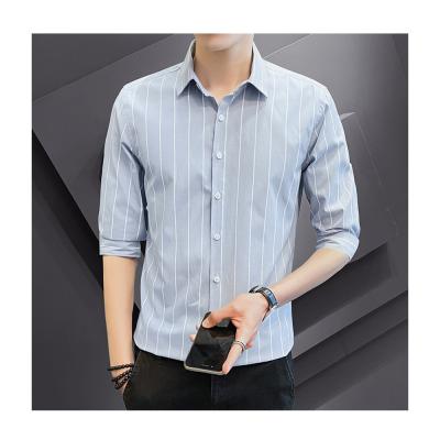 China Anti-pilling spring and summer business men's big thin top shirt tops wear long sleeve men's shirt stripe for sale