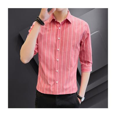 China Anti-pilling Tall Slim Top Shirt Spring Stripe Summer Business Men's Clothing Tops Long Sleeve Men's Wear for sale