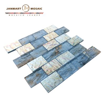 China Ocean Blue Glass Flooring China Mosaic Tile Fashion Thickness Crystal Glass Floor Mosaic Flooring Around Pool Tiles For Bathroom for sale