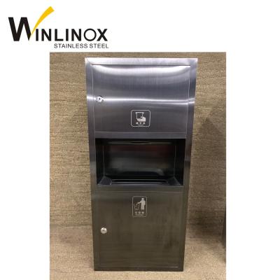 China Viable toilet room dispensers combination trash paper waste bin with ss304 for sale