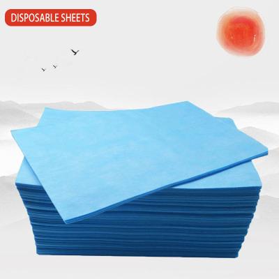 China 100% Polyester 100*200cm Disposable Bed Sheet With Elastic Spa Blue Sheet Disposable Spa Bed Sheet for sale