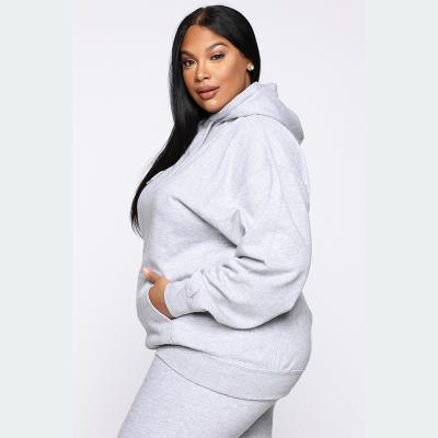 China Viable Custom Joggers Two Piece Set Long Sleeve Plus Size Thick Hoodies Women Plain Hoodies for sale