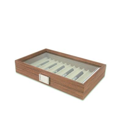 China Custom Glass Window Logo Luxury Wooden Wholesale Recyclable 12 Pen Boxes Gift Packaging for sale