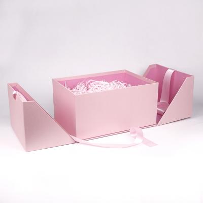 China Recyclable In Stock Jewelry Cardboard Gift Boxes Pink Paper Packaging Storage With Ribbon For Girls for sale