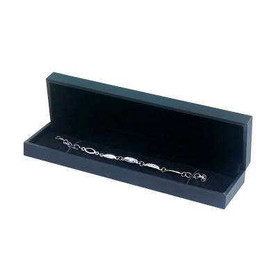 China PU Leather In Stock Rectangle Black Leather Packaging Box Gift Bracelet Storage Plastic Plastic Jewelry Box for sale