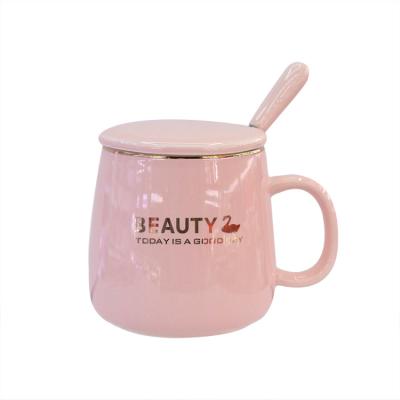 China Viable High Quality Promotional Custom Printed Cheap Pink Color Ceramic Mug With Handle for sale