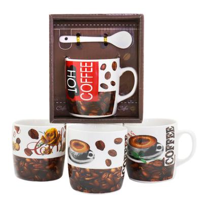 China Best Viable Selling Custom Daily Logo Ceramic Coffee Mug Porcelain Cup With Spoon for sale