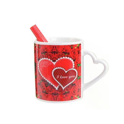 China Viable Wholesale Printed Red Ceramic Coffee Mug For Valentine's Day Gift Mug for sale