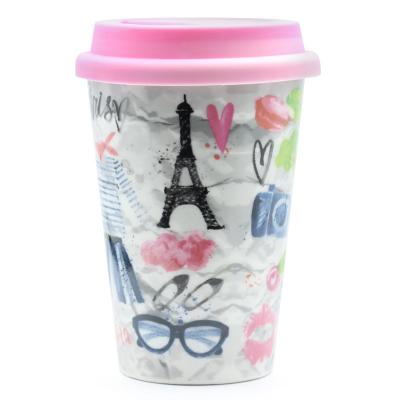 China Viable Wholesale Custom Logo Ceramic Cup Sublimation Ceramic Mugs With Silicone Lid for sale