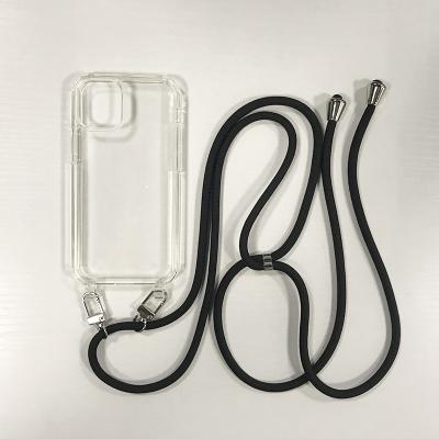 China Wholesale Lanyard Clear Transparent TPU PC Shockproof Case Back Cover For iphone 13 Pro Max Cross - Body Necklace Phone Case for sale