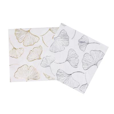 China Foil Custom White Tan Decorative Foil Afternoon Tea Disposable Paper Napkins for sale