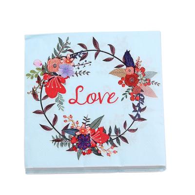 China High Quality Square Floral Print Design Color Foil Disposable Napkin Tissue Paper for sale