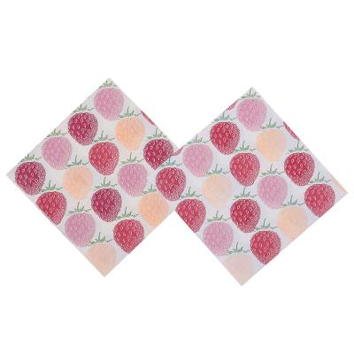 China Beautiful Custom Blank Strawberry Pattern Printed Disposable Paper Napkins for sale