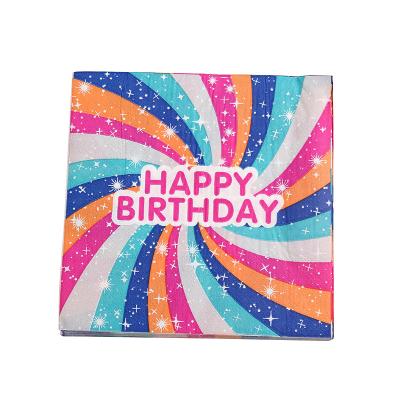 China Popularity Hot Selling Big Beautiful Dinner Birthday Party Wholesale Printed Paper Napkins for sale