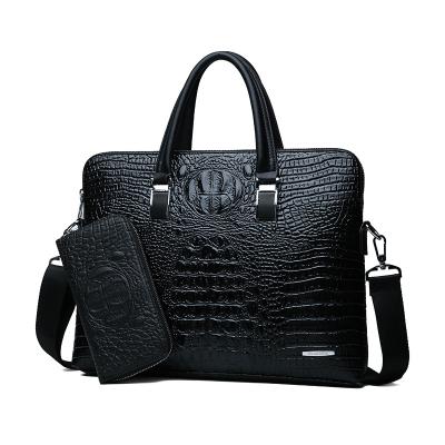 China The New Lady Fashion Business Crocodile Pattern Handbag Shoulder Document Computer Gift Bag Men Bag for sale