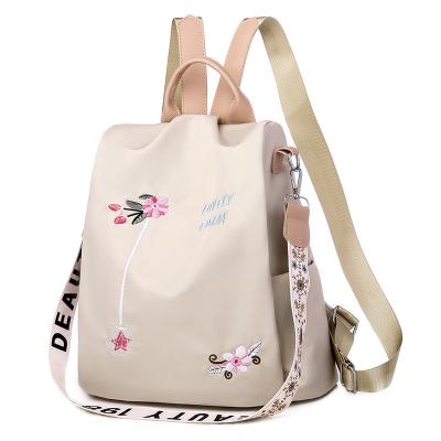 China Waterproof Ethnic Style 3D Embroidered Leisure Waterproof Temperament Backpack Cloth Backpack Women Oxford Anti-theft Travel Bag for sale