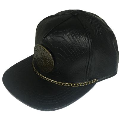 China COMMON High Quality Leather Fabric With Metal Patch Snapback Logo And Fabric Can Custom hats for sale