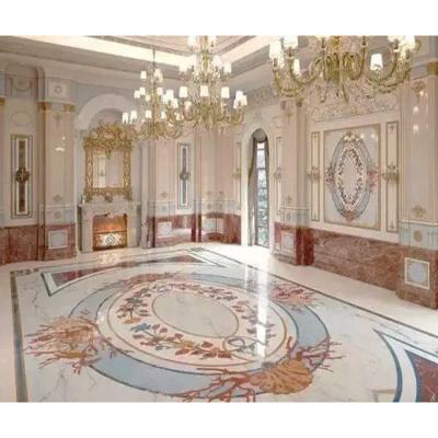 China Traditional Design Marble Flooring Marble Lobby Medallion Waterjet Carpet for sale