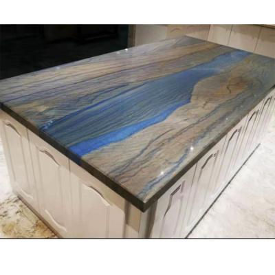 China Modern Blue Azul Macaba Marble Table Dining Luxury Marble Top Pieces Cut To Size for sale