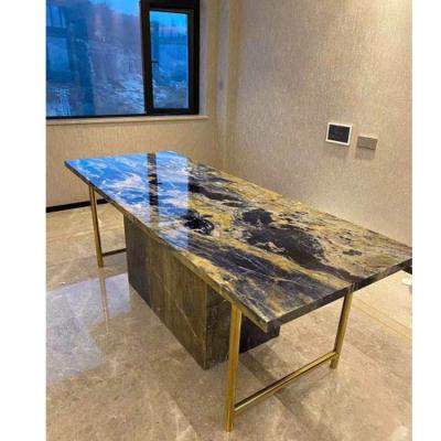 China Internal Decorations Luxury Marble Sodalite Blue Marble Dining Table for sale