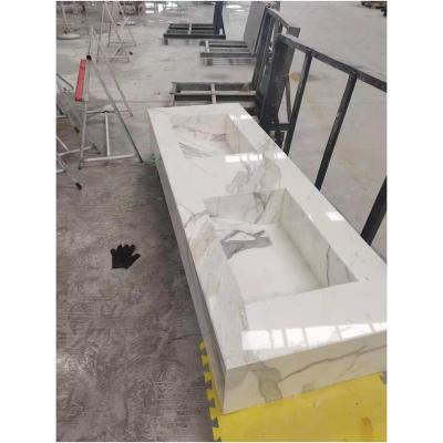 China Italy Calacatta Modern White Marble Vanity Top For Bathroom for sale