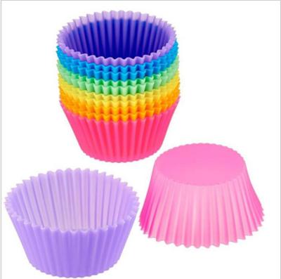 China New Arrival Viable 12 Pack Reusable Multicolor Cupcake Template Baking Silicone Cups DIY Decorating Tool for sale