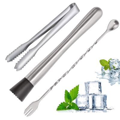 China Sustainable Newcomer 3 Pieces Set Stainless Steel Bar Tools Spiral Mixing Stick Ice Breaker Stick Grinder Handle Handle Along for sale