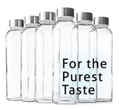 China Newcomer CLASSIC 6 packs 550ml reusable wide mouth hand held clear glass bottle with lid for jiucing for sale