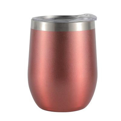 China Customizable PORTABLE High Quality Multi Color 304 Stainless Steel Vacuum Coffee Mug Wall Egg Shape Double Wine Tumbler With Lid for sale