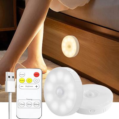 China Modern Adjustable Chargeable Stairs Hallway Wall Lamps 10Leds 1000mAh LED Motion Sensor Cabinet Night Light With Remote Control for sale