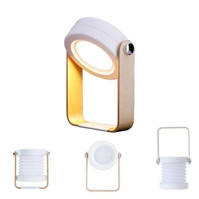 China Modern Warm White Dimmable Portable Folding Light Modern 3 Modes Dimmable Battery Touch LED Table Wood Internal Rechargeable Bedside Lamp for sale