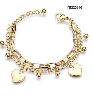 China High Quality Fashion Brand Love Tassel Hand Chain 18K Gold Stainless Steel Multilayer Bracelet for sale