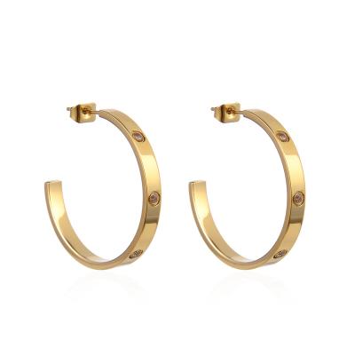 China CLASSIC Factory Wholesale Thin Stainless Steel Round 18k Gold Hoop Earrings For Women for sale