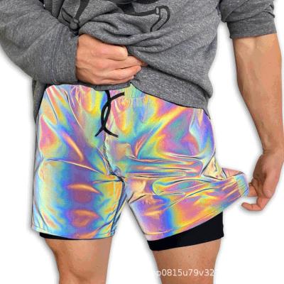 China Double Layer Rainbow Reflective Sweat Shorts for Workout within 7 Days Sample Order for sale