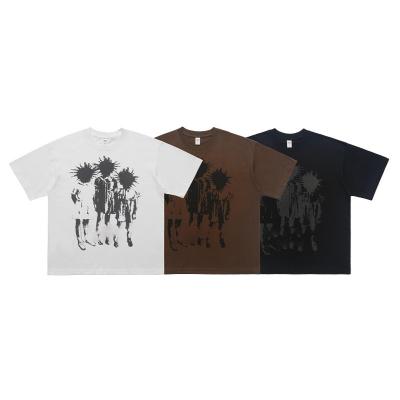 China 285g de algodão pesado camiseta masculina de manga curta com estampa de retrato de roupas de rua americanas à venda