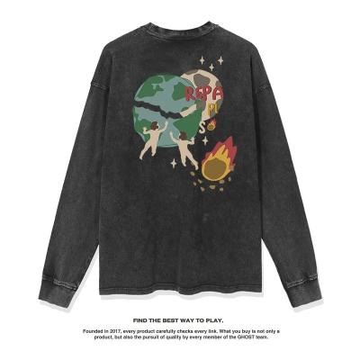 China Custom Vintage Heavyweight T Shirt for Men Pullover Streetwear Design Sweatshirt for sale