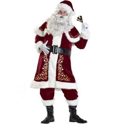 China Christmas Plus Size Red Santa Claus Cosplay Suit 11-pieces Set Unisex Adults Costume for sale