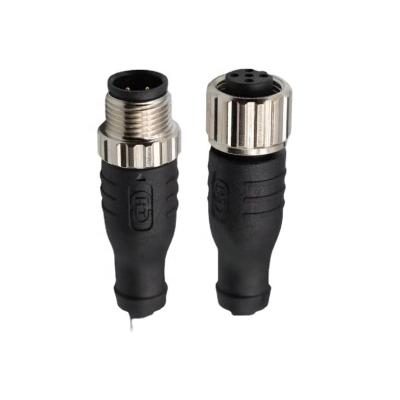 China LED light power/cable connector waterproof m12 connector m12 power/camera connector m12 4pin connector for sensor cable for sale