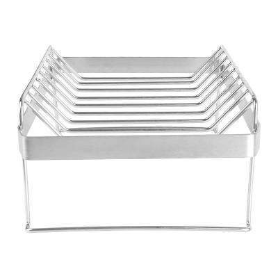 China Rib Shelf Stand Barbecue Non-Stick Easily Cleaned Rib And Roast Rack Stainless Steel BBQ Chicken Beef Ribs Rack BBQ Grill Rack for sale