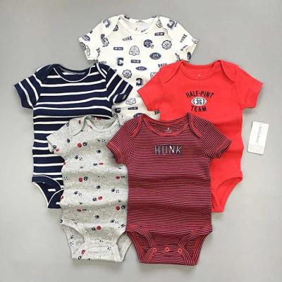 China Soft/Skin-Friendly/Sweat/Breathable 2021 Hot Sale Summer Wholesale 100% Cotton Baby Boy Kids Rompers 5 Pack Absorption for sale