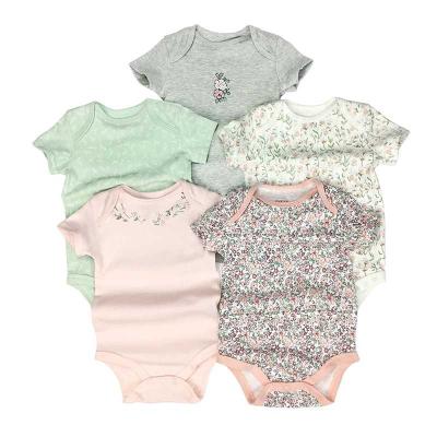 China High Quality Soft/Breathable/Eco-friendly Baby Romper Newborn Baby Clothes 100% Cotton Floral Baby Bodysuits for sale