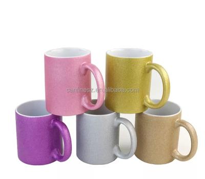 China Sustainable 11oz Glitter Sublimation Mugs Instant Heat Transfer Coated Custom Creative Ceramic Mug Mug for sale