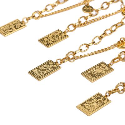 China 2022 FASHIONABLE Gold Plated Engraved Stainless Steel Anklet Bracelet Zodiac Sign Tag New Product Charm Anklets for sale