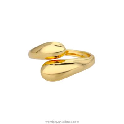 China Fashionable Geometric Geometric Irregular Minimalist Teardrop 3D Ring 18k Gold Plated Rings For Women Men Adjustable for sale