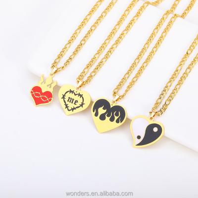 China Hot Sale Inst Fashionable Yin Yang Crown Heart Fengshui Pendant Necklace in Gold Silver Color for Women Jewelry for sale