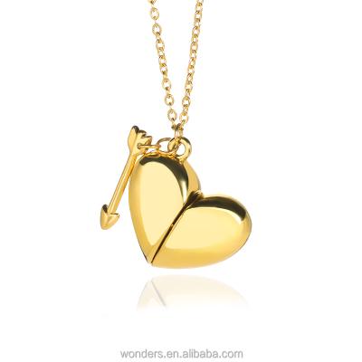 China Fashionable Arrow Heart Message Necklace Openable Secret 18K Gold Plating For Women Christmas Necklaces for sale