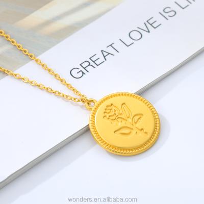 China Fashionable Necklace Jewelry Factory Price Birthday Necklace Running Flower Coin Necklace for sale